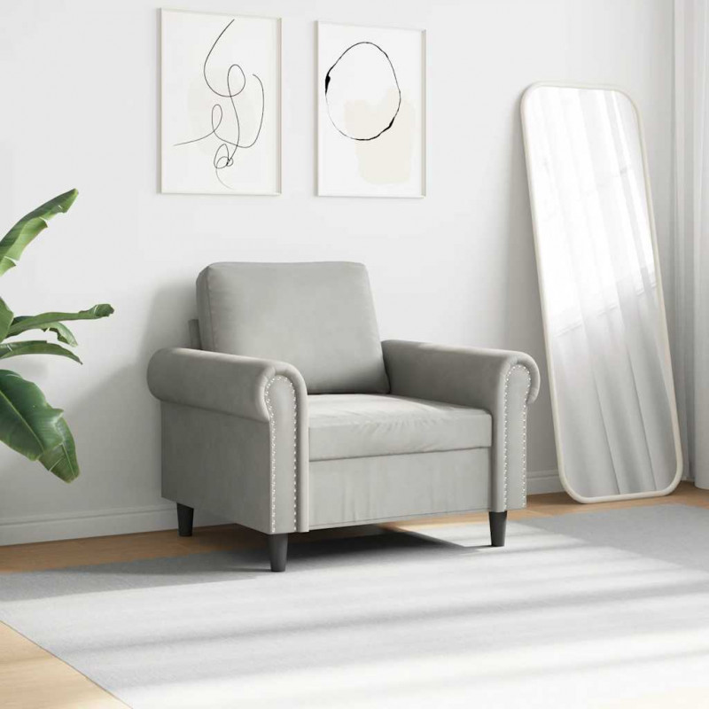 Fotel, jasnoszary, 60 cm, obity aksamitem
