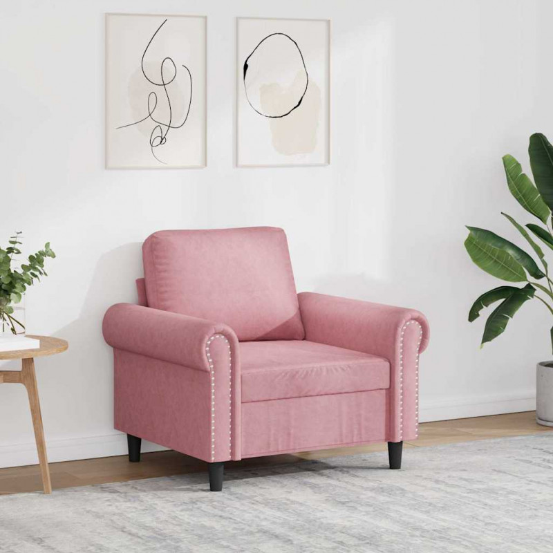 Fotel, różowy, 60 cm, obity aksamitem