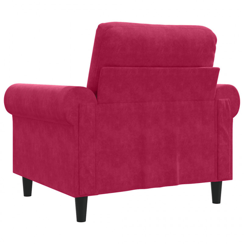 Fotel, winna czerwień, 60 cm, obity aksamitem