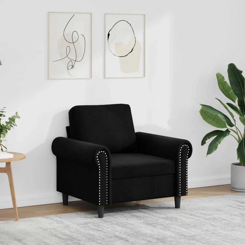 Fotel, czarny, 60 cm, obity aksamitem