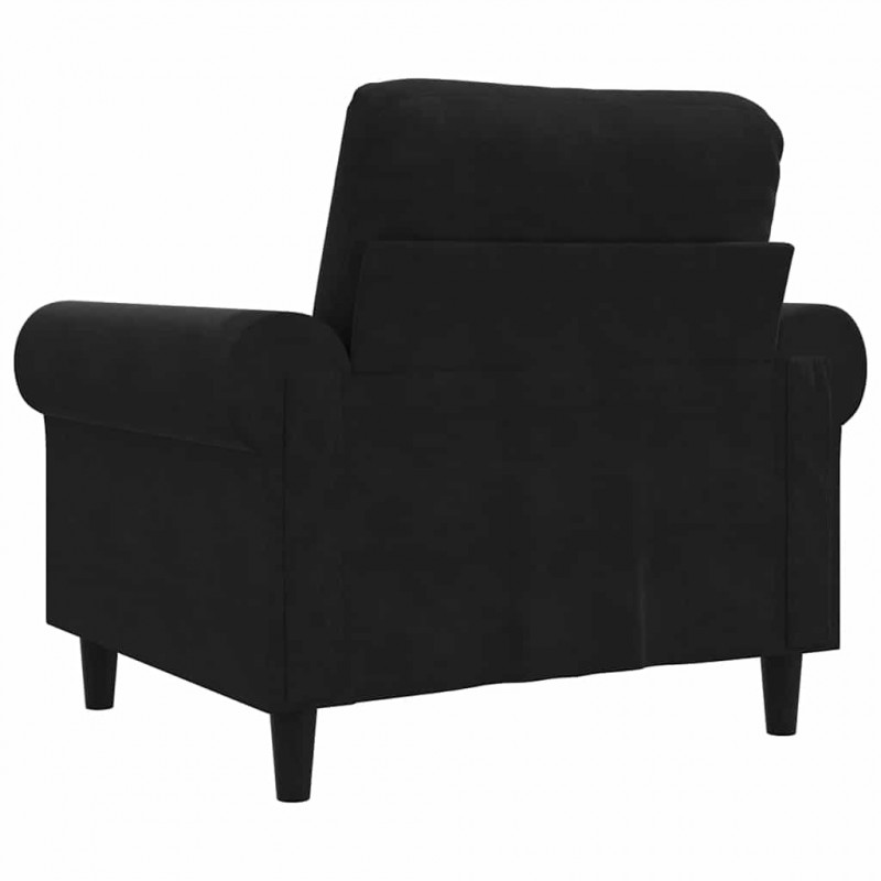 Fotel, czarny, 60 cm, obity aksamitem