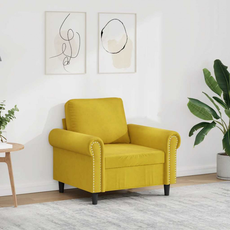 Fotel, żółty, 60 cm, obity aksamitem
