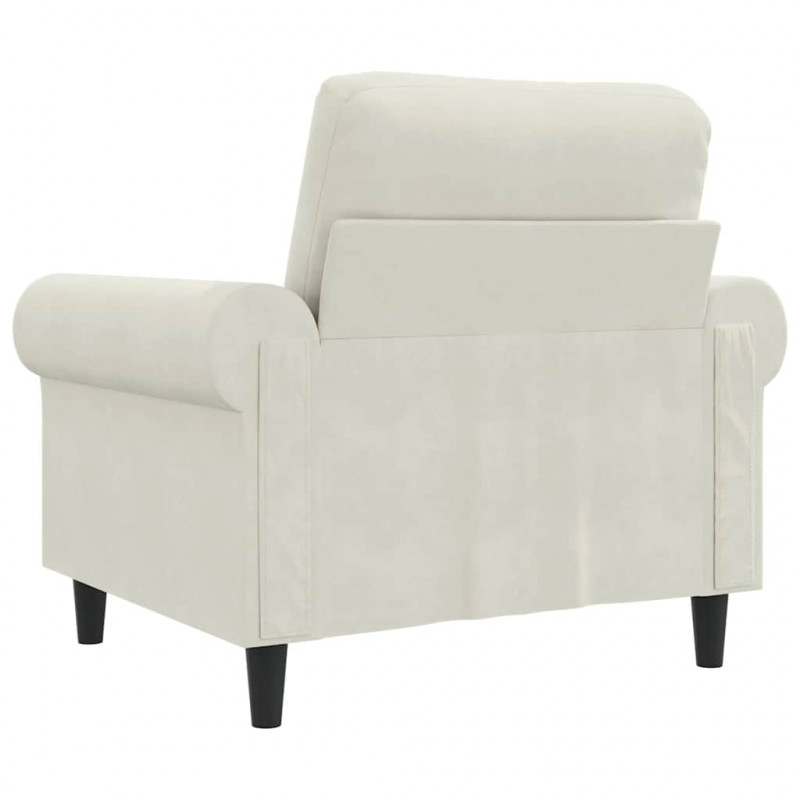 Fotel, kremowy, 60 cm, obity aksamitem