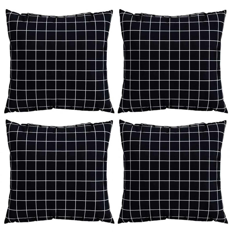 Poduszki rozrzucone Kratka 4 pcs Czarna kratka 40 x 40 cm