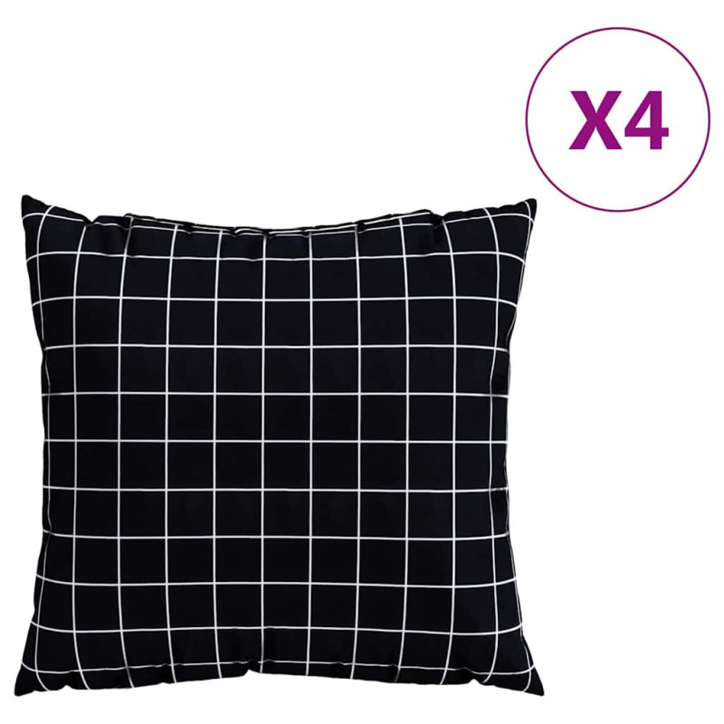 Poduszki rozrzucone Kratka 4 pcs Czarna kratka 40 x 40 cm