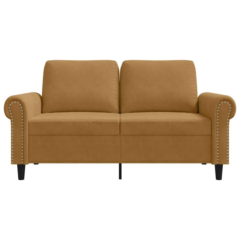 Sofa 2-osobowa, brązowy, 120 cm, tapicerowana aksamitem