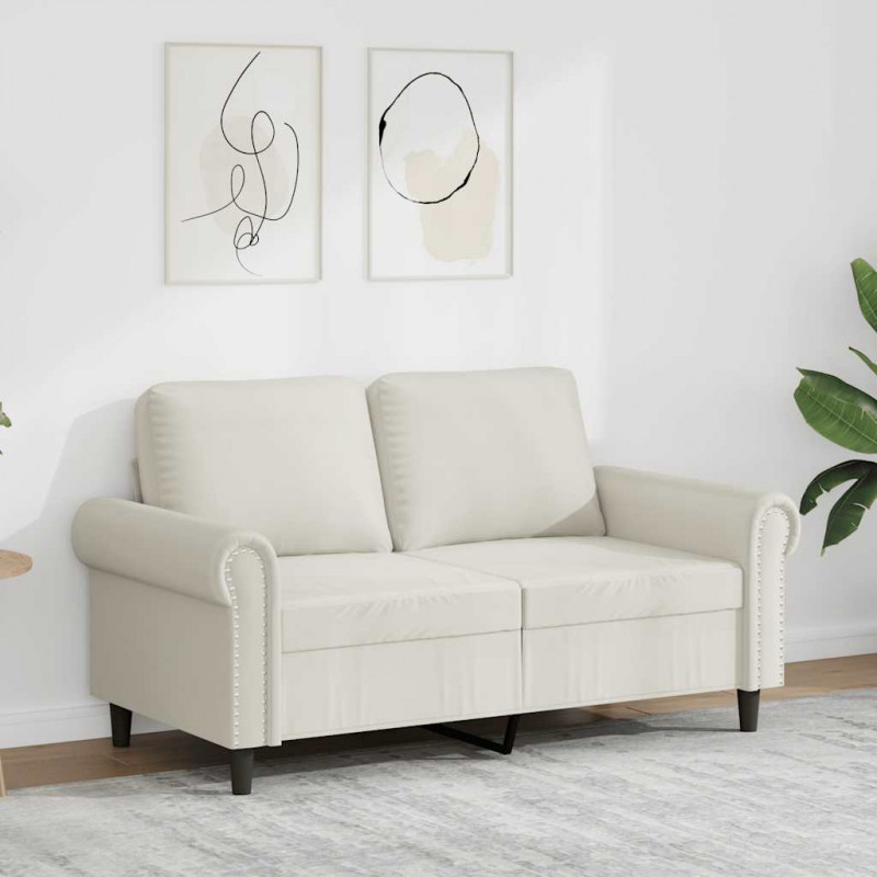 Sofa 2-osobowa, kremowy, 120 cm, tapicerowana aksamitem