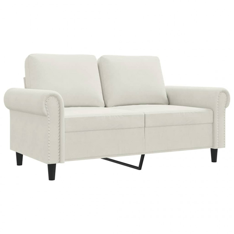 Sofa 2-osobowa, kremowy, 120 cm, tapicerowana aksamitem