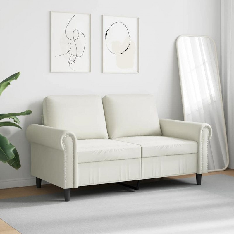 Sofa 2-osobowa, kremowy, 120 cm, tapicerowana aksamitem