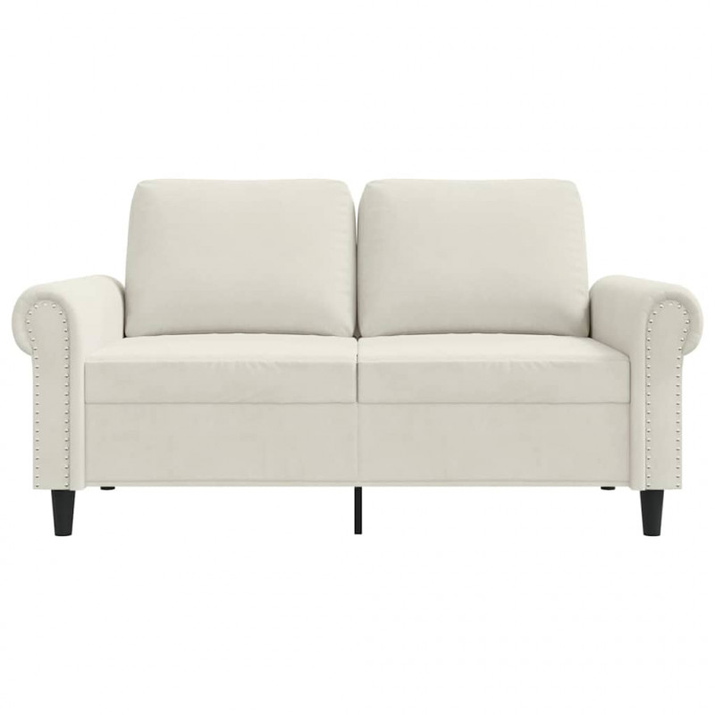 Sofa 2-osobowa, kremowy, 120 cm, tapicerowana aksamitem