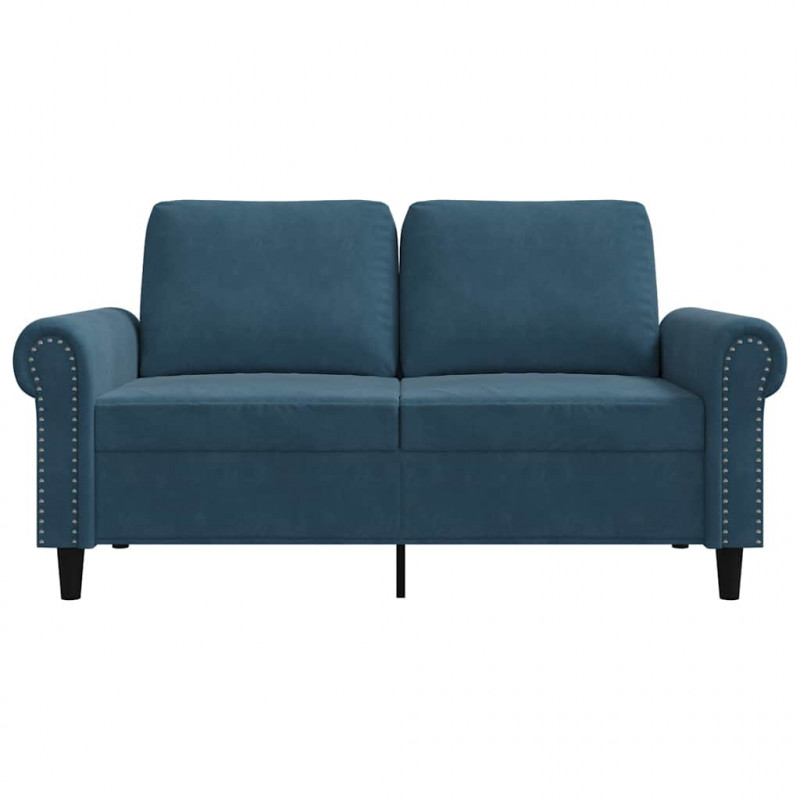 Sofa 2-osobowa, niebieski, 120 cm, tapicerowana aksamitem