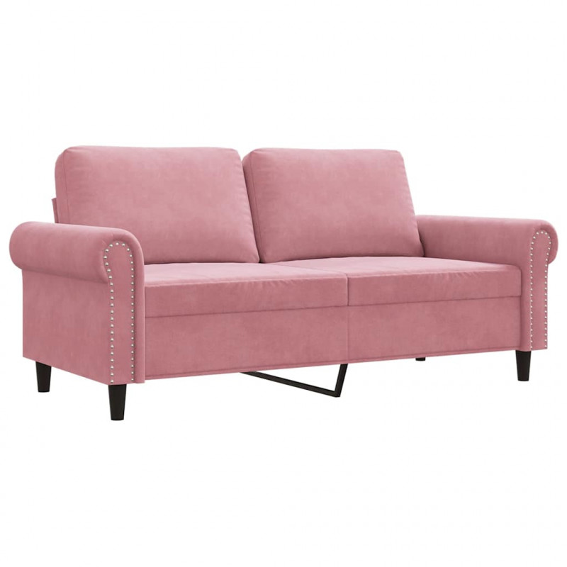 Sofa 2-osobowa, różowy, 140 cm, tapicerowana aksamitem
