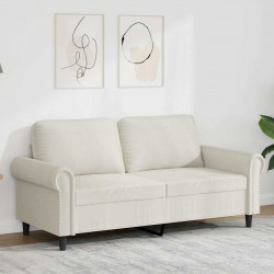 Sofa 2-osobowa, kremowy, 140 cm, tapicerowana aksamitem