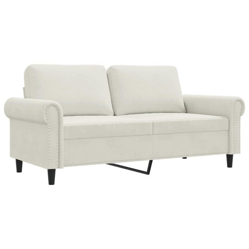 Sofa 2-osobowa, kremowy, 140 cm, tapicerowana aksamitem