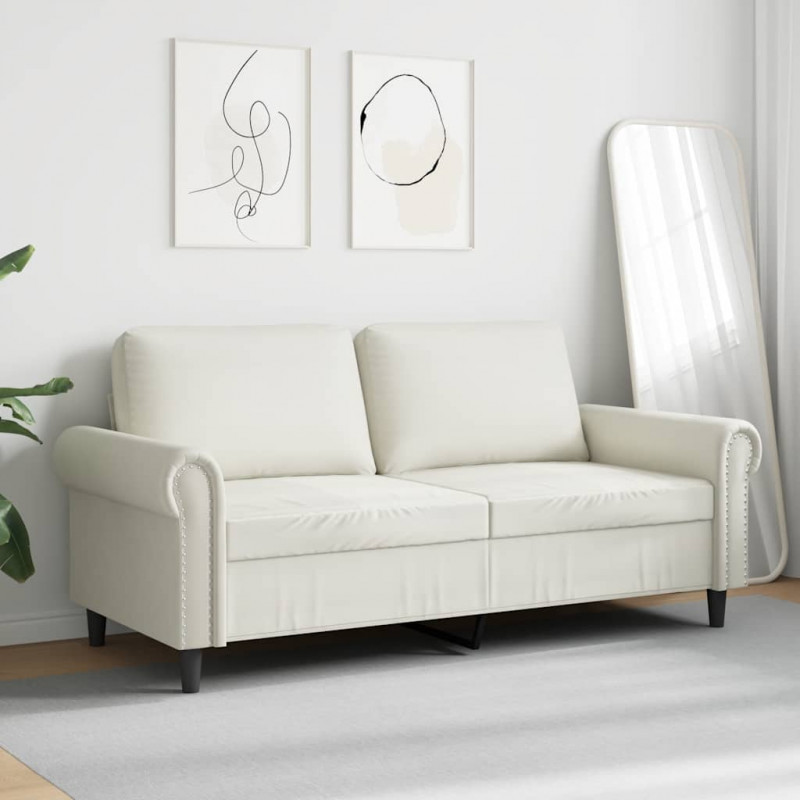 Sofa 2-osobowa, kremowy, 140 cm, tapicerowana aksamitem