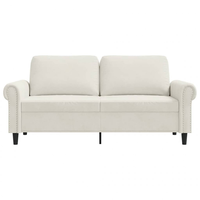 Sofa 2-osobowa, kremowy, 140 cm, tapicerowana aksamitem