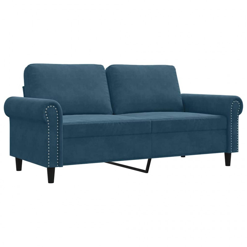 Sofa 2-osobowa, niebieski, 140 cm, tapicerowana aksamitem