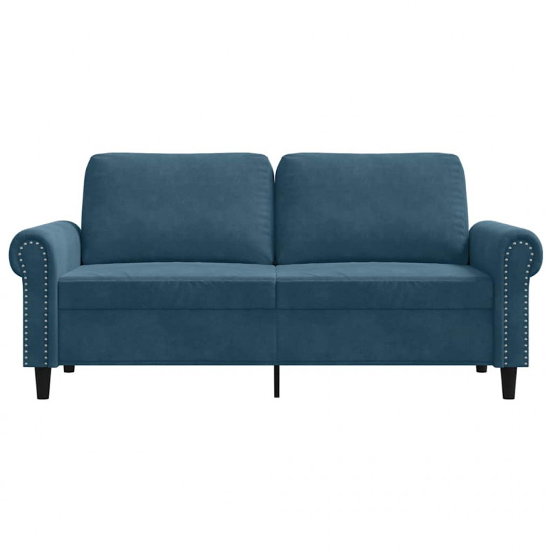 Sofa 2-osobowa, niebieski, 140 cm, tapicerowana aksamitem
