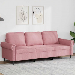 Sofa 3-osobowa, różowa, 180 cm, obita aksamitem