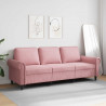 Sofa 3-osobowa, różowa, 180 cm, obita aksamitem
