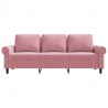 Sofa 3-osobowa, różowa, 180 cm, obita aksamitem