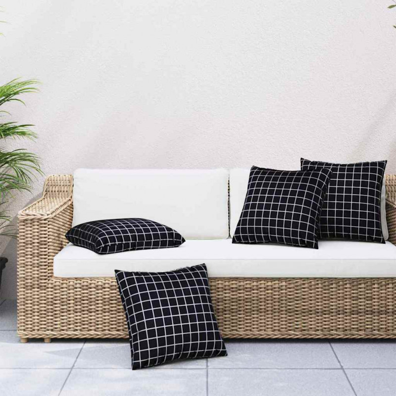 Poduszki rozrzucone Kratka 4 pcs Czarna kratka 60 x 60 cm