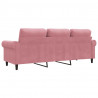 Sofa 3-osobowa, różowa, 180 cm, obita aksamitem