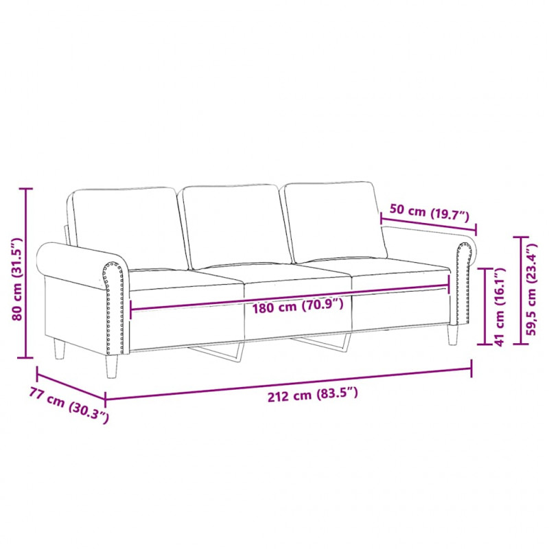 Sofa 3-osobowa, winna czerwień, 180 cm, obita aksamitem