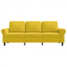 Sofa 3-osobowa, żółty, 180 cm, tapicerowana aksamitem