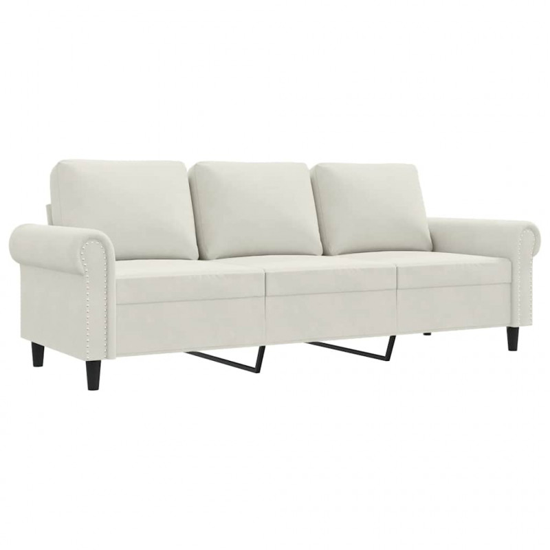 Sofa 3-osobowa, kremowy, 180 cm, tapicerowana aksamitem