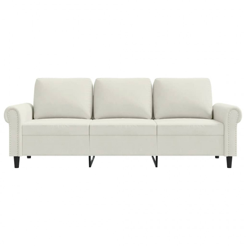 Sofa 3-osobowa, kremowy, 180 cm, tapicerowana aksamitem