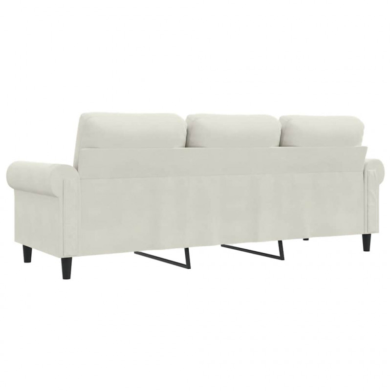 Sofa 3-osobowa, kremowy, 180 cm, tapicerowana aksamitem