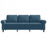 Sofa 3-osobowa, niebieski, 180 cm, tapicerowana aksamitem