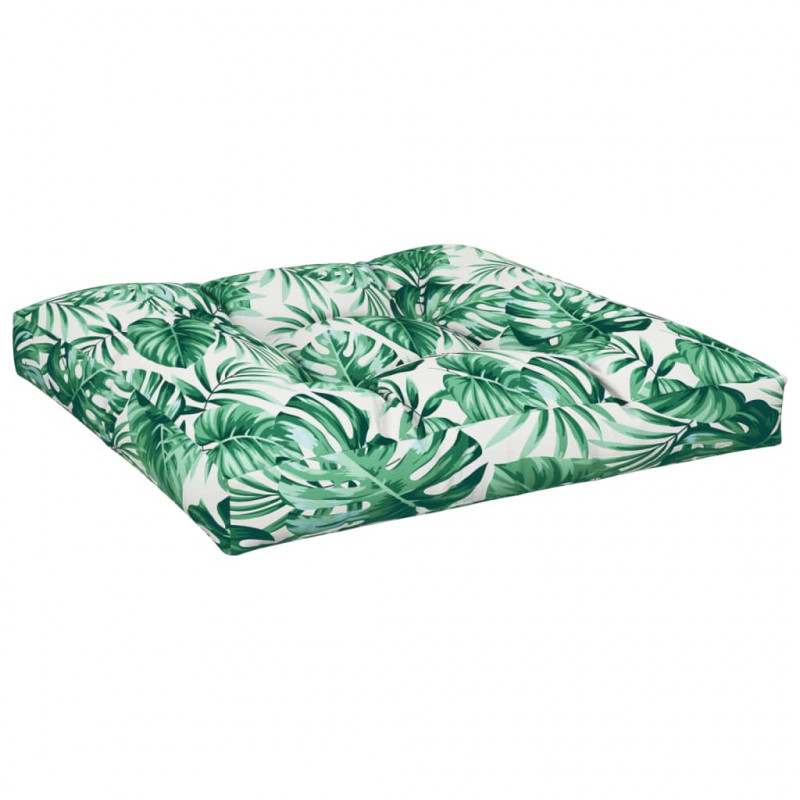 Poduszka na sofę z palet, wzór w liście, 70x70x12 cm