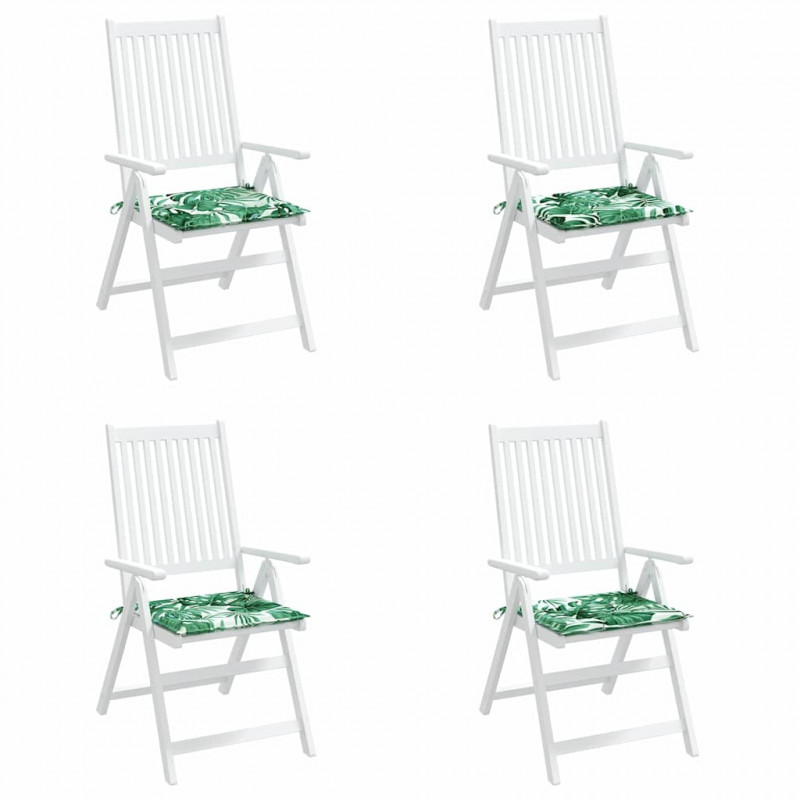Poduszki na krzesła 4 pcs Wzór liścia 50 x 50 x 4 cm