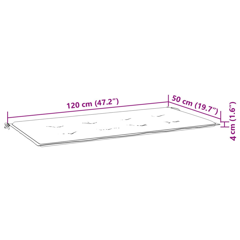Poduszka na ławkę Turkusowy 120 x 50 x 3 cm Materiał Oxford