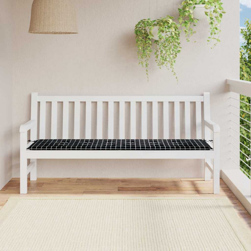 Poduszka na ławkę Czarna kratka 150 x 50 x 3 cm Materiał Oxford