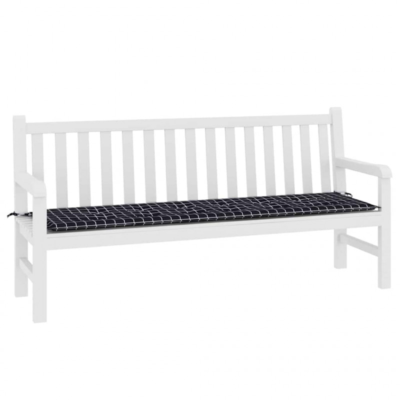 Poduszka na ławkę Czarna kratka 150 x 50 x 3 cm Materiał Oxford