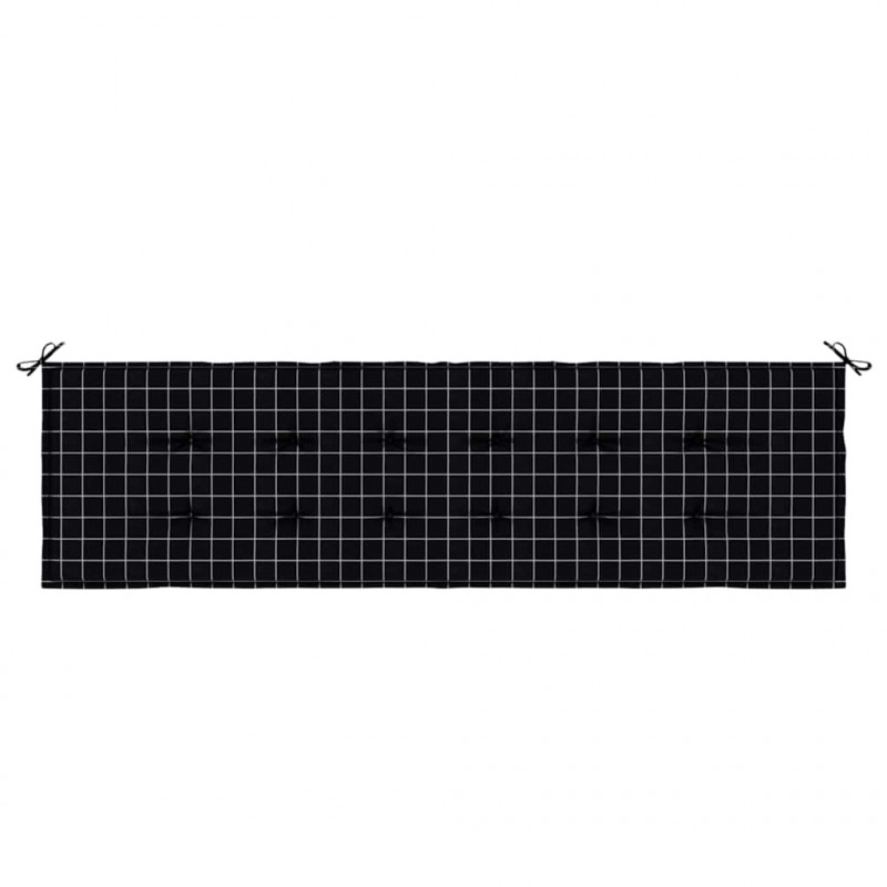 Poduszka na ławkę Czarna kratka 150 x 50 x 3 cm Materiał Oxford