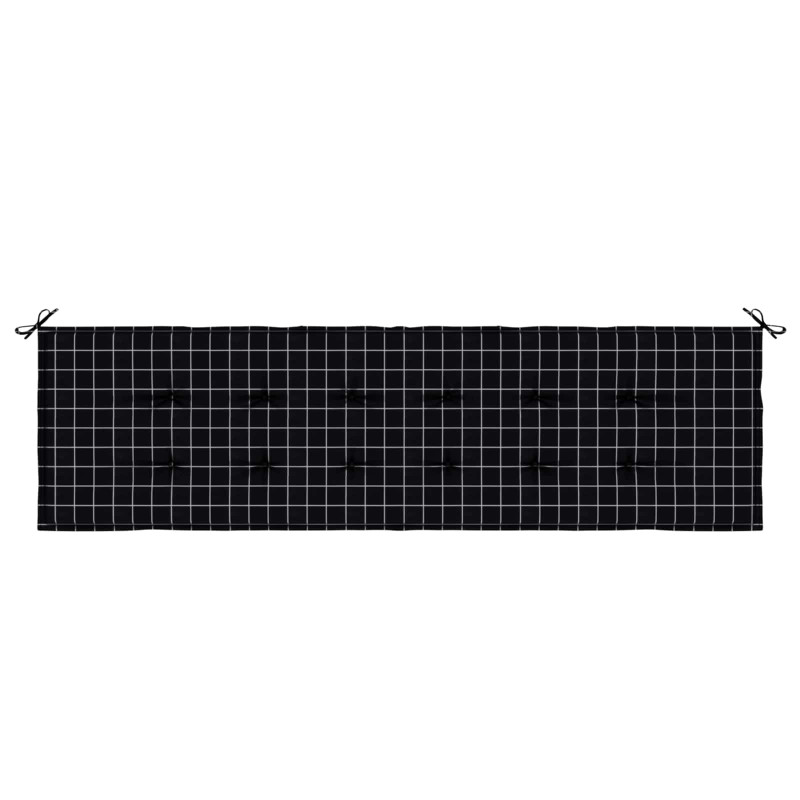 Poduszka na ławkę Czarna kratka 150 x 50 x 3 cm Materiał Oxford