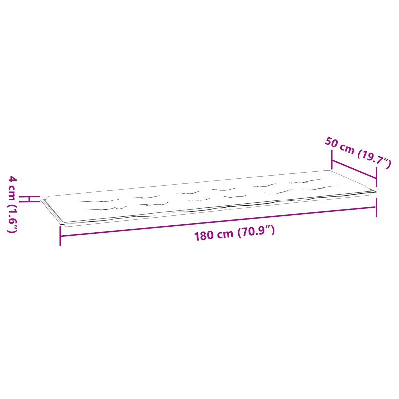 Poduszka na ławkę Czarna kratka 150 x 50 x 3 cm Materiał Oxford