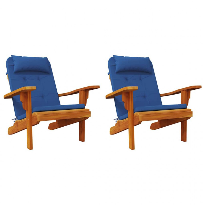Poduszki na krzesła Gładki 2 pcs Niebieski 58 x 77 x 4,5 cm
