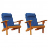 Poduszki na krzesła Gładki 2 pcs Niebieski 58 x 77 x 4,5 cm