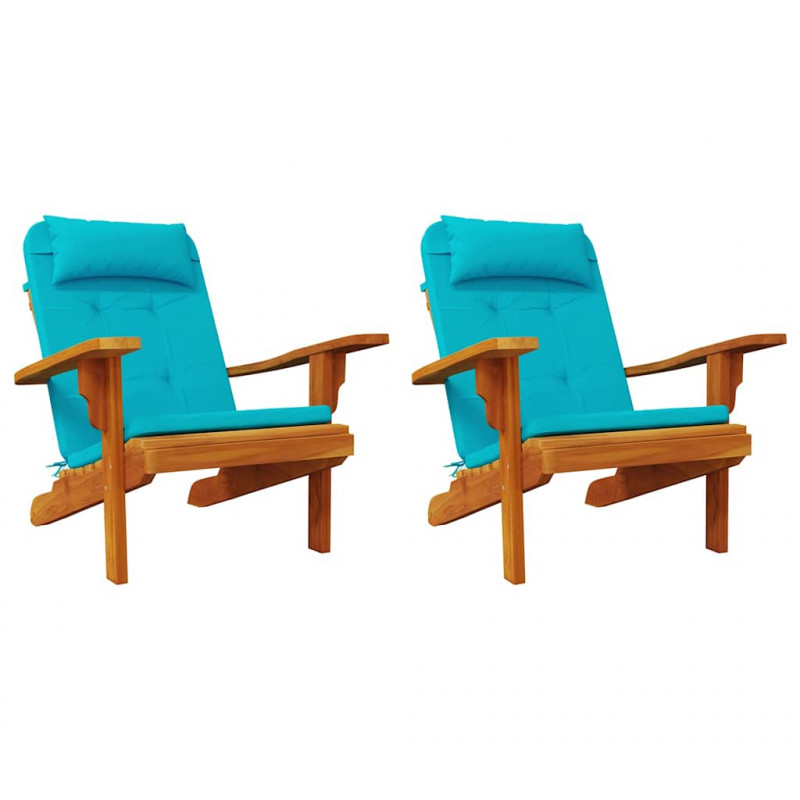 Poduszki na krzesła Gładki 2 pcs Turkusowy 58 x 77 x 4,5 cm