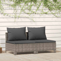 2-osobowa sofa ogrodowa z poduszkami, szara, polirattan