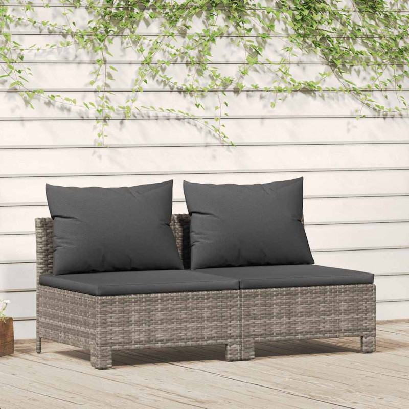 2-osobowa sofa ogrodowa z poduszkami, szara, polirattan