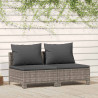 2-osobowa sofa ogrodowa z poduszkami, szara, polirattan