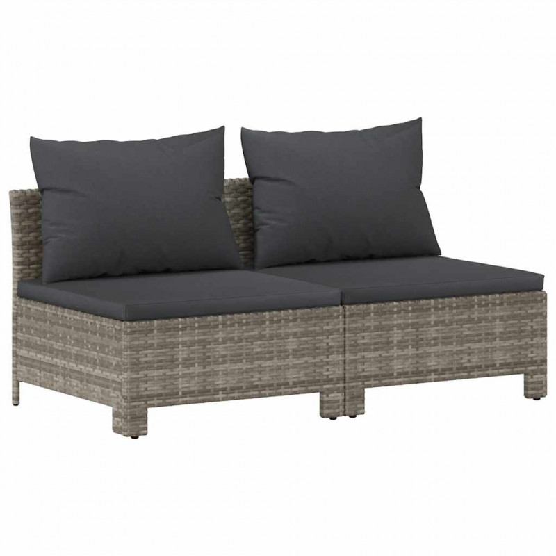 2-osobowa sofa ogrodowa z poduszkami, szara, polirattan