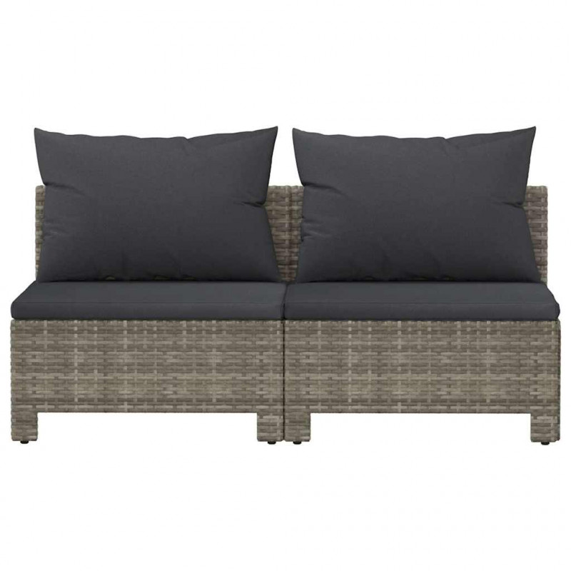 2-osobowa sofa ogrodowa z poduszkami, szara, polirattan