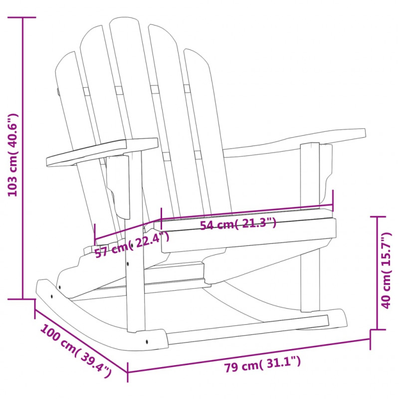 Bujany fotel ogrodowy Adirondack, 79x100x103 cm, drewno tekowe
